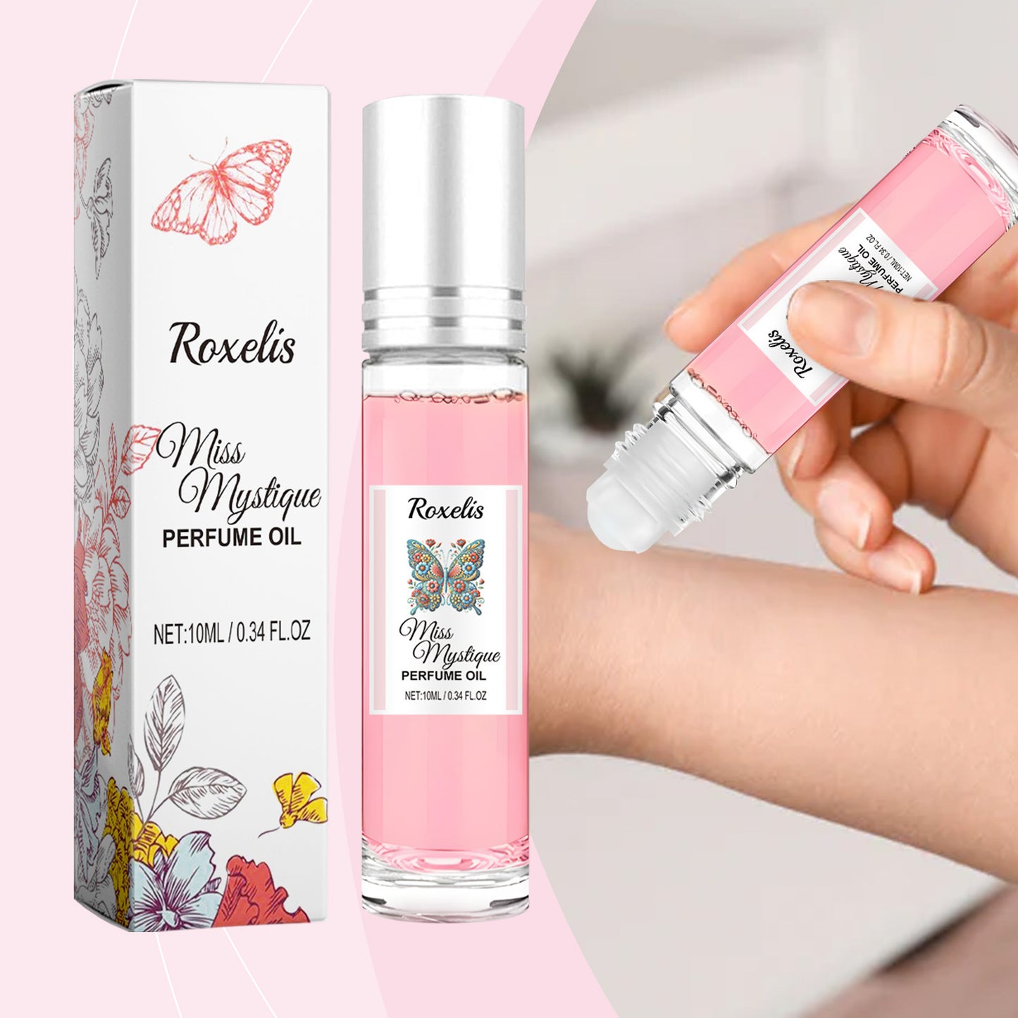 Roll-On Rose Perfume - Portable Mini Bottle, Long-lasting Fresh Charm Fragrance with Alluring Pheromones